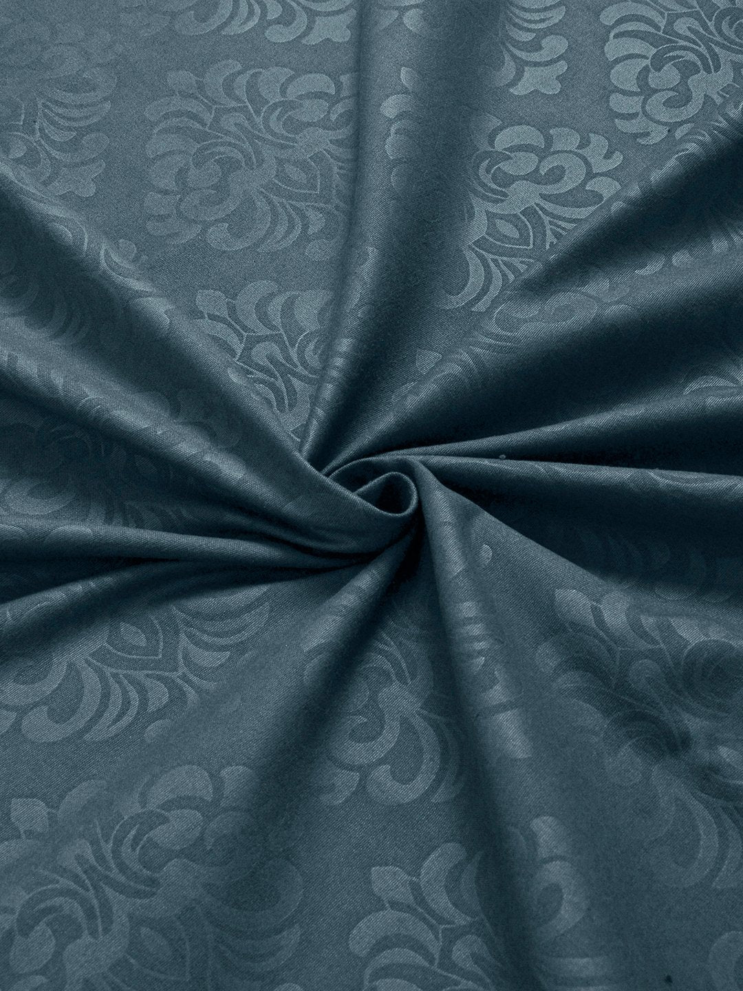 Blue Floral Embossed Cotton Blend Double Bedsheet with 2 Pillow Covers