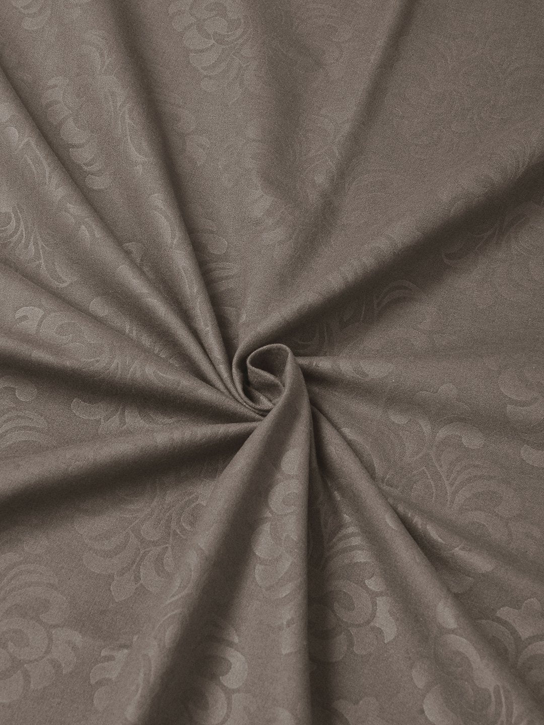 Brown Floral Embossed Cotton Blend Fitted Double Bedsheet with 2 Pillow Covers