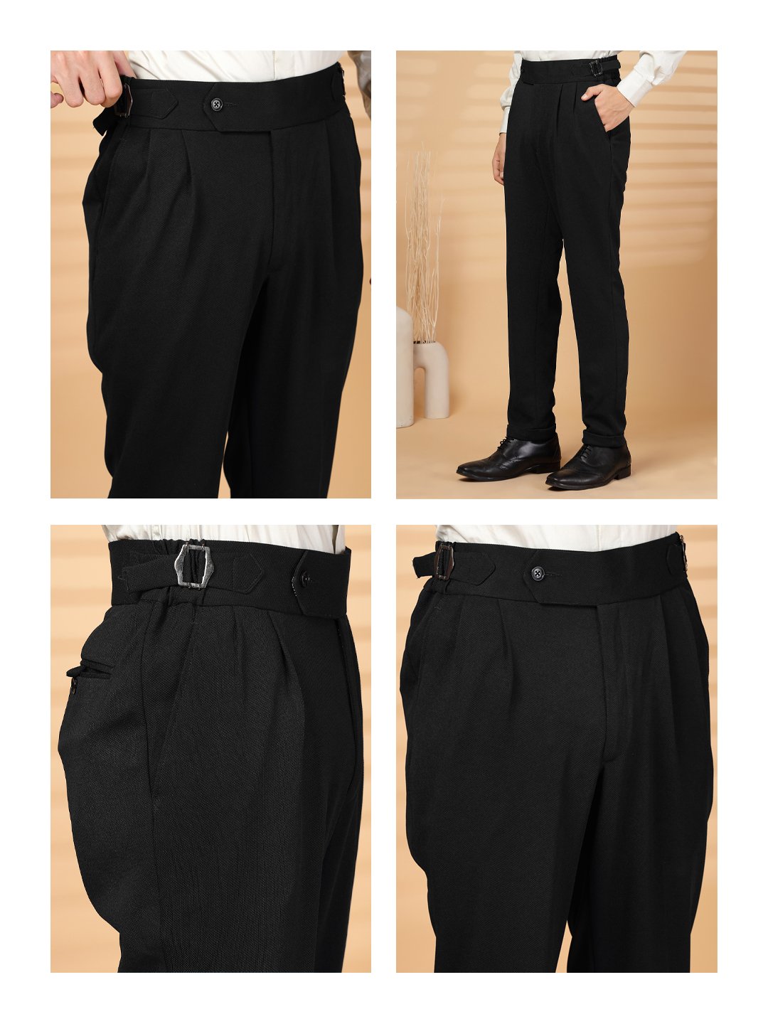 Black Lycra Cotton Comfort-Fit Solid Regular Formal Trouser