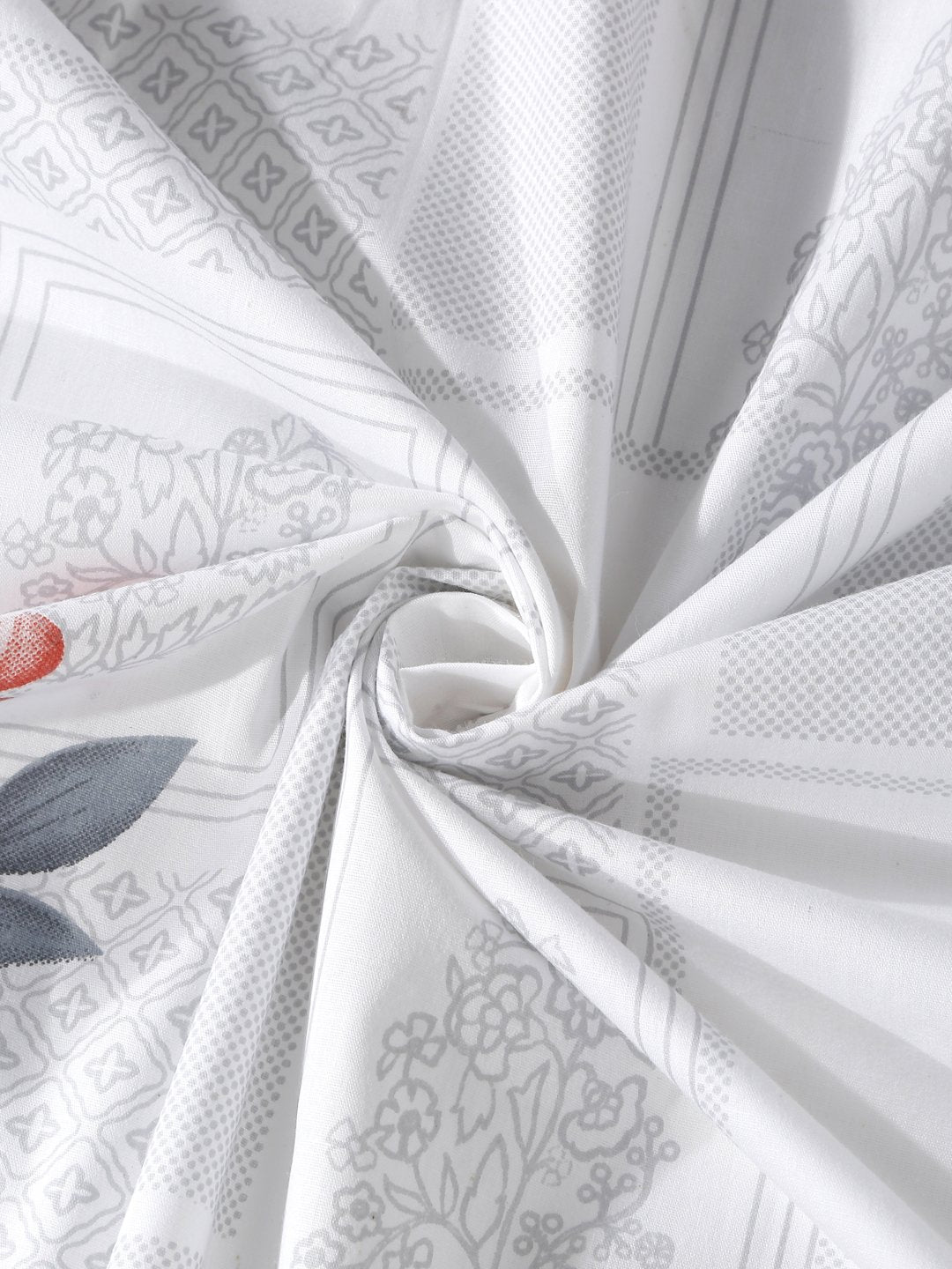 White Floral 400 TC Pure Cotton Super King Double Bedsheet with 2 Pillow Covers