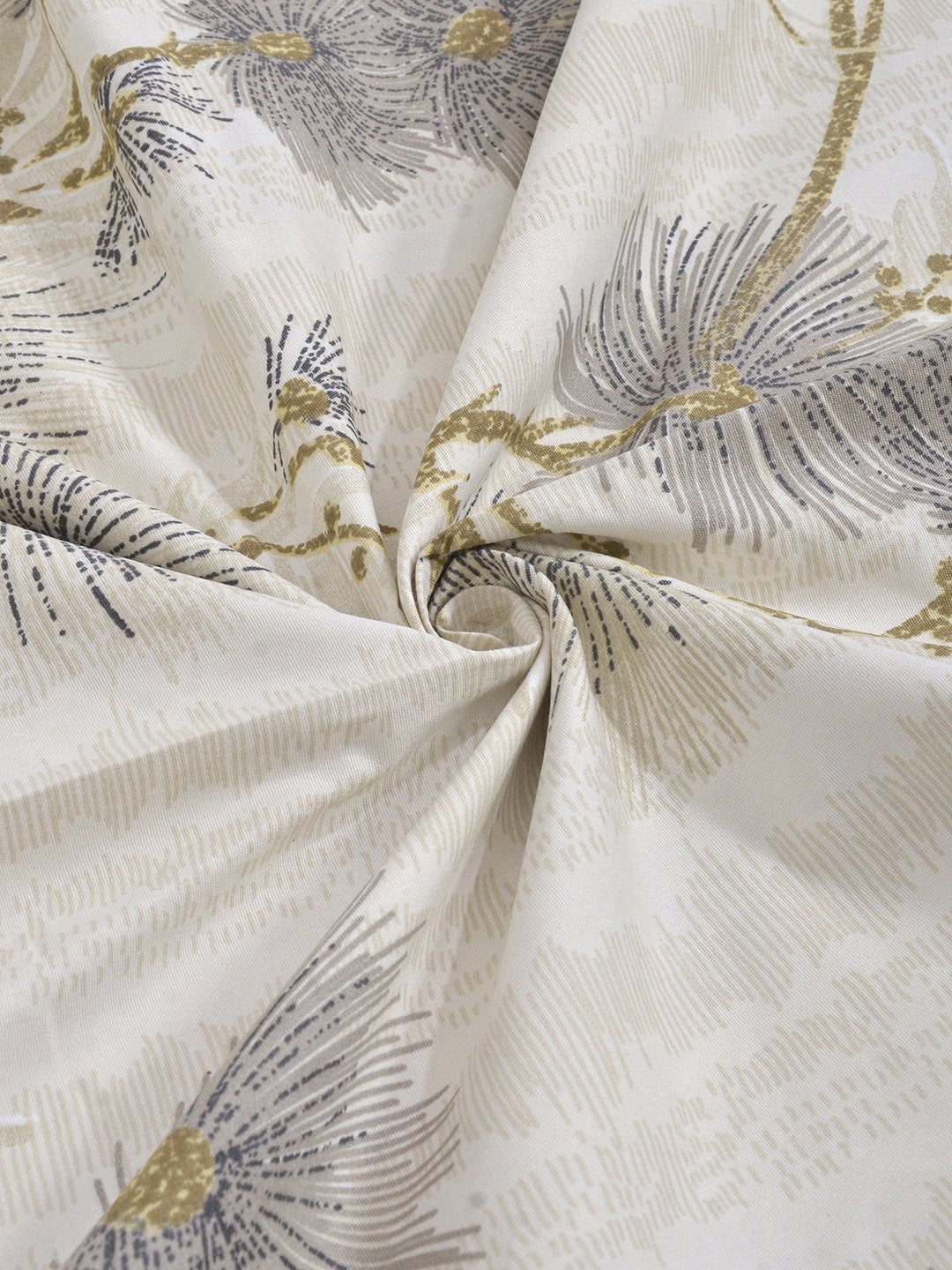 Beige Floral 300 TC Cotton Blend Single Bedsheet with Pillow Cover