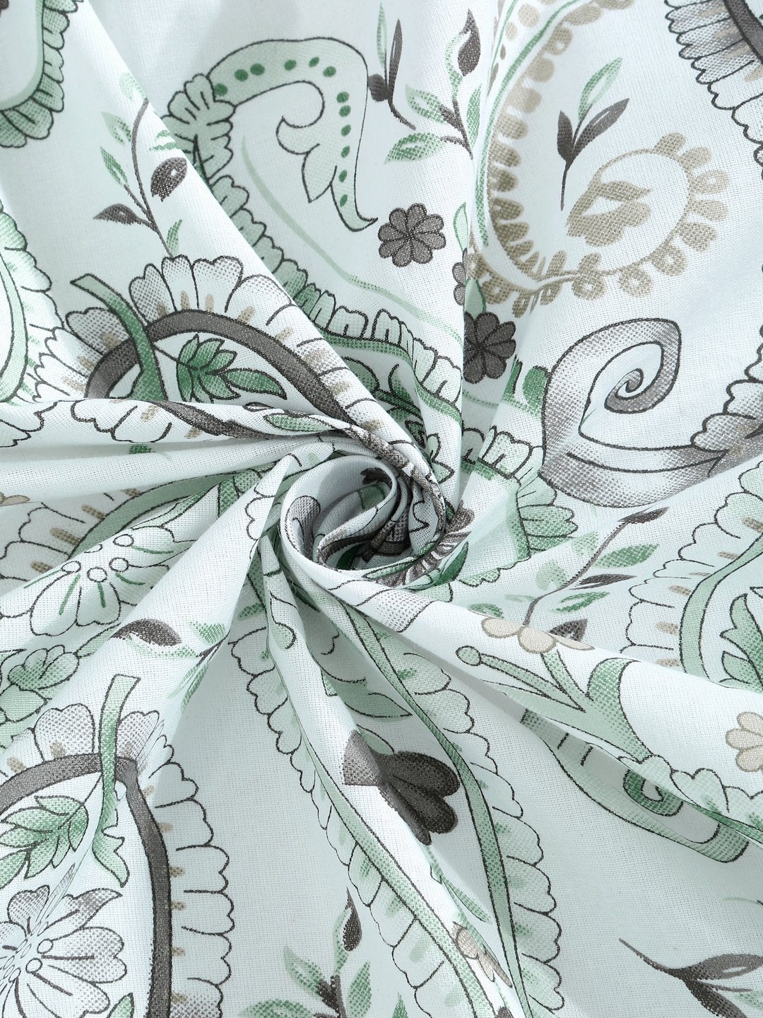 Green Floral 400 TC Pure Cotton Fitted Double Bedsheet with 2 Pillow Covers