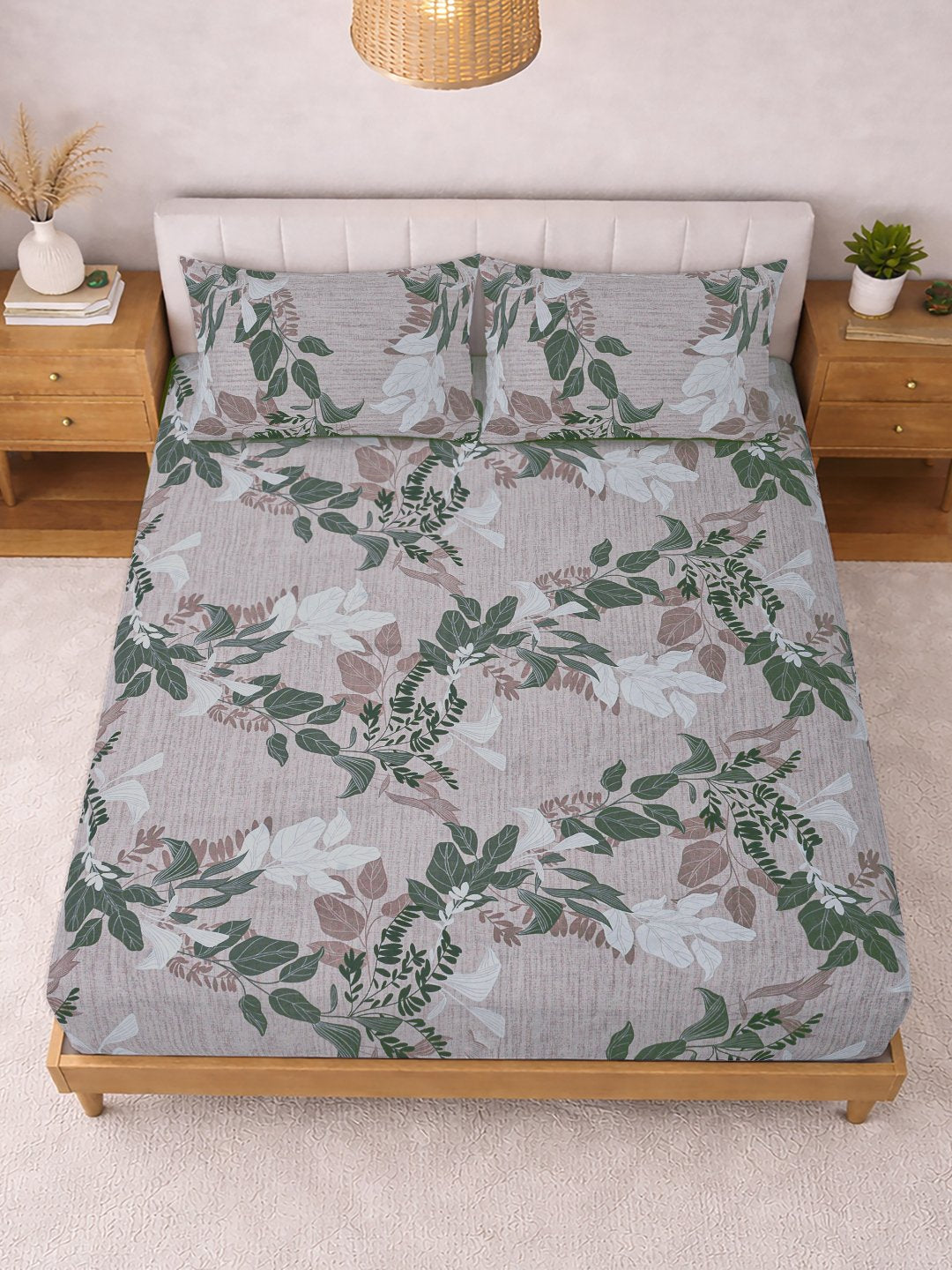Multi Floral Cotton Blend Double Bedsheet with 2 Pillow Covers
