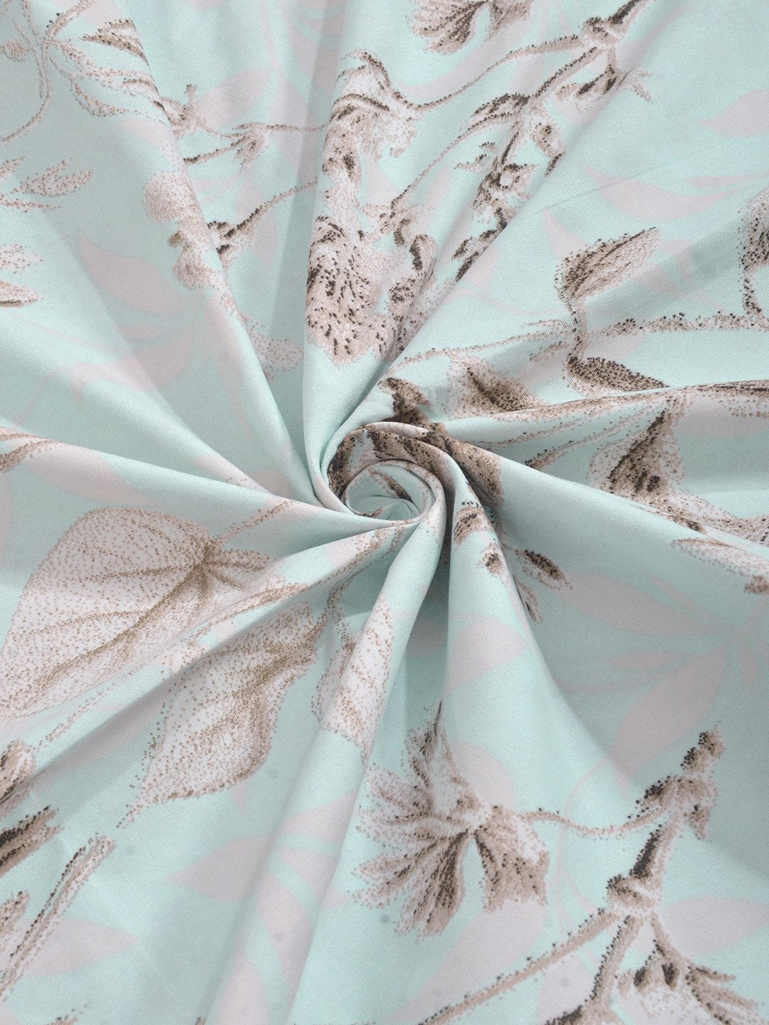 Green Floral 300 TC Cotton Blend Single Bedsheet with Pillow Cover