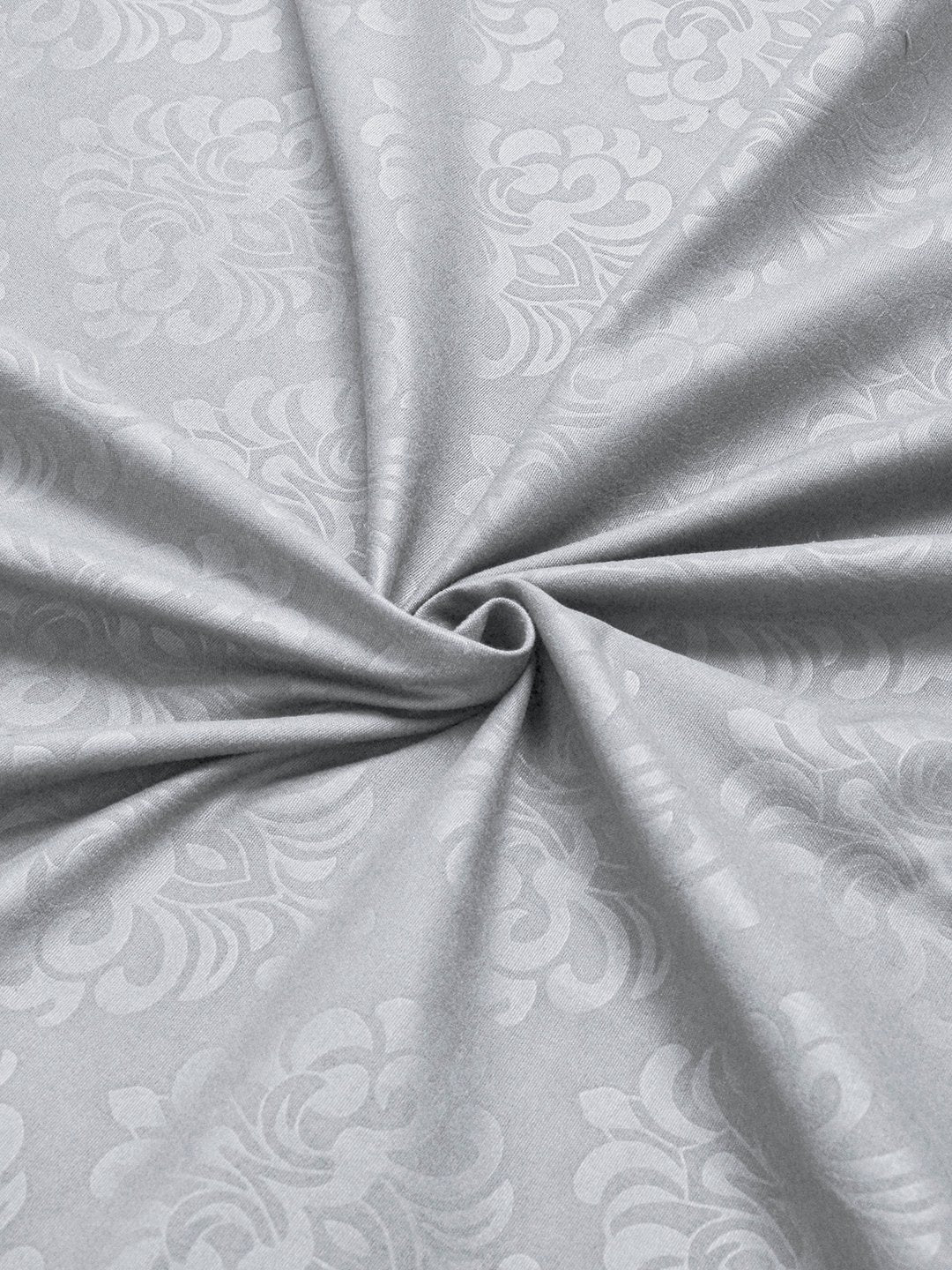Grey Floral Embossed Cotton Blend Double Bedsheet with 2 Pillow Covers