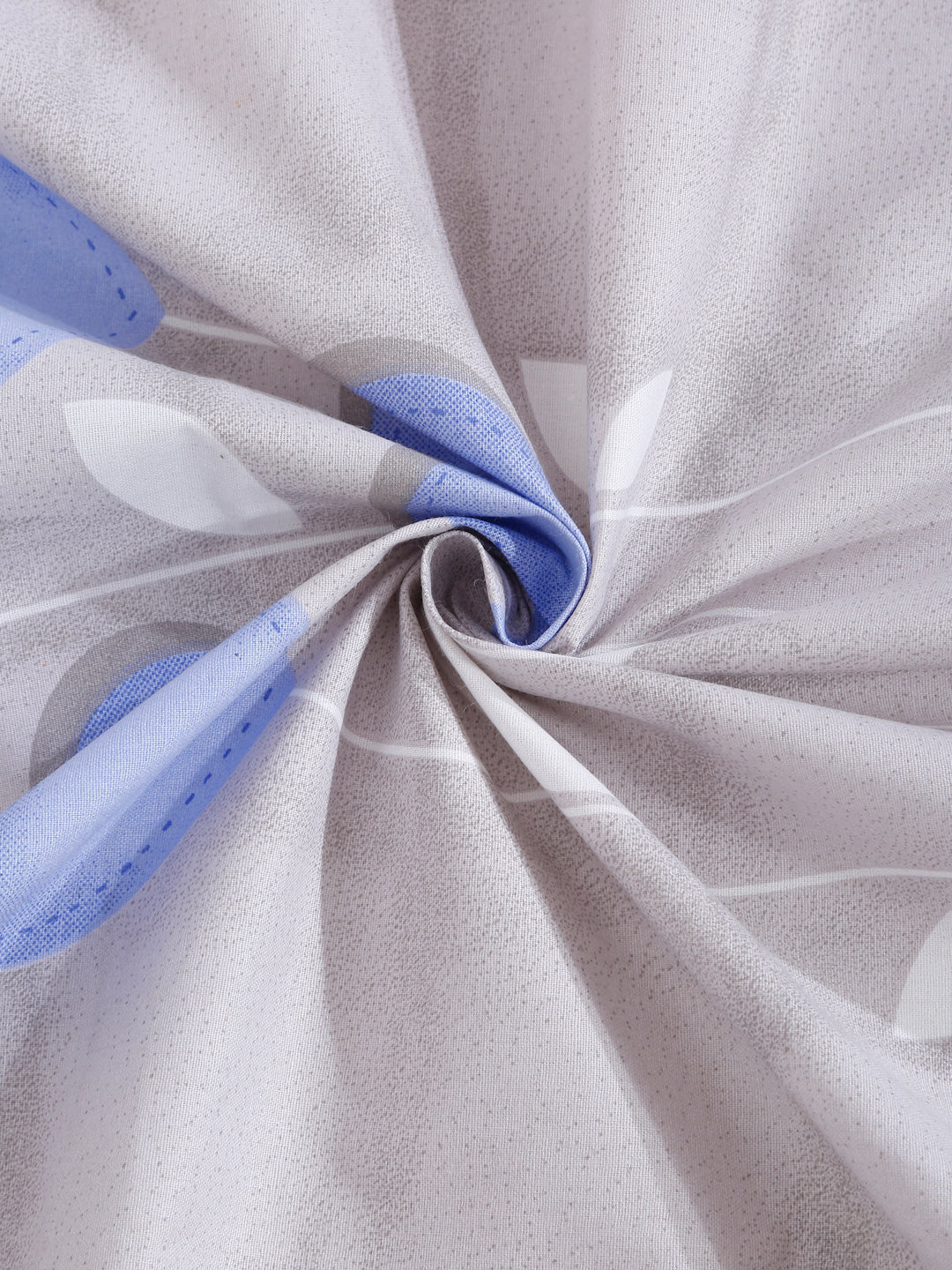 Klotthe Blue Floral 400 TC Pure Cotton Fitted Double Bedsheet with 2 Pillow Covers