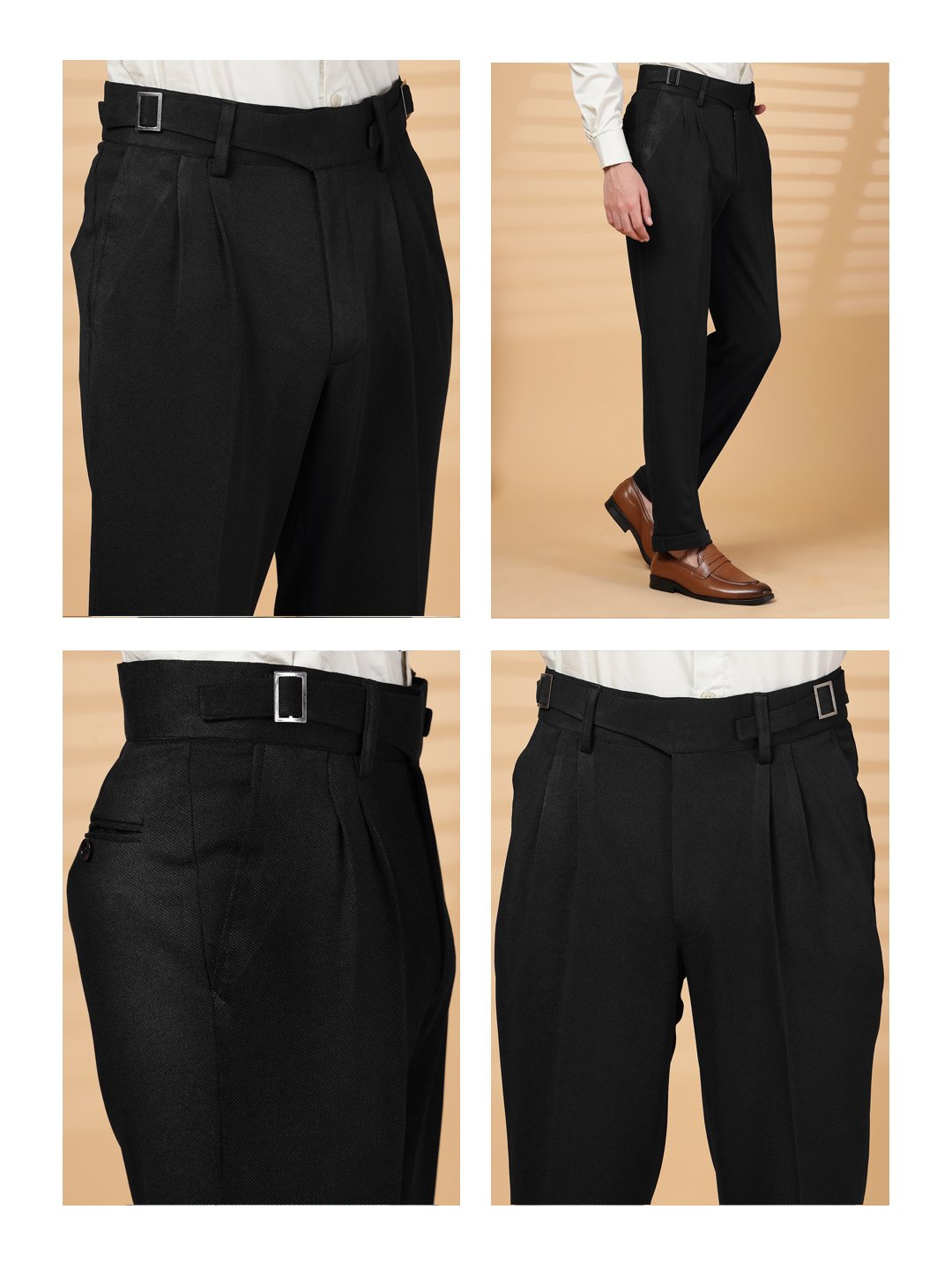 Black Lycra Cotton Solid Smart Fit Formal Trouser