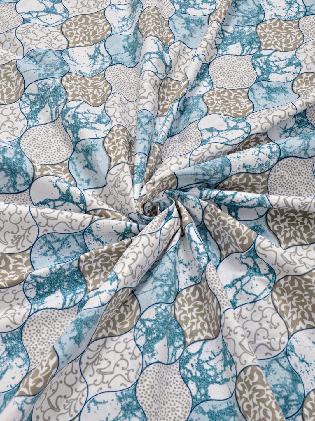 Blue Floral 300 TC Cotton Blend Double Bedsheet in Book Fold Packing