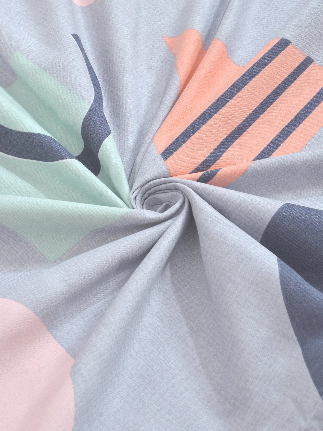 Grey Geometric 300 TC Cotton Blend Single Bedsheet with Pillow Cover