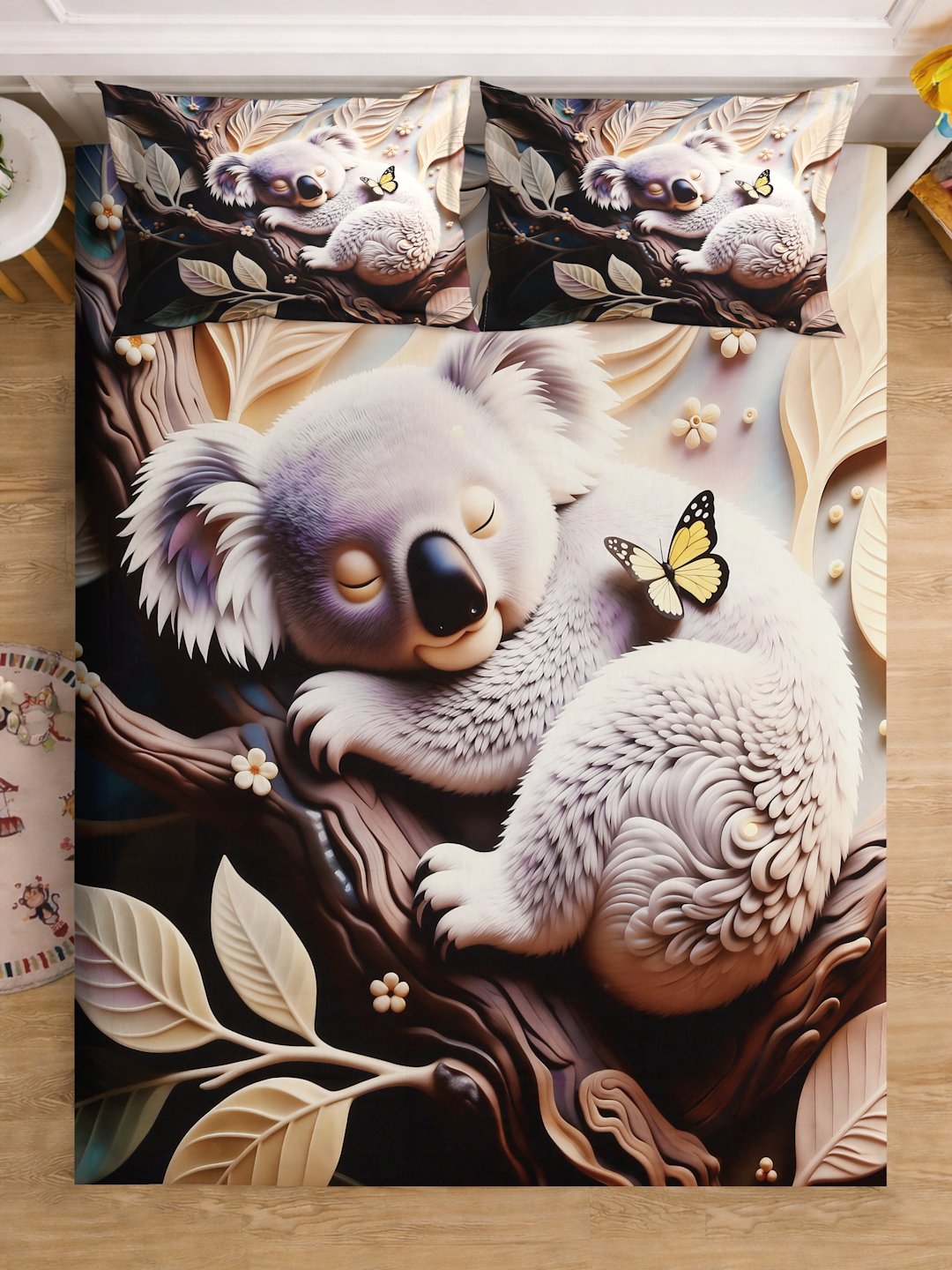 Multi Digital Animal Printed Cotton Blend Fitted Double Bedsheet with 2 Pillow Covers