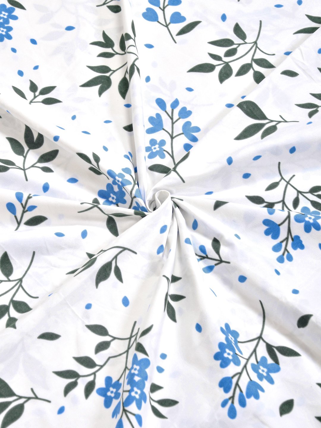White Floral 300 TC Cotton Blend Double Bedsheet in Book Fold Packing