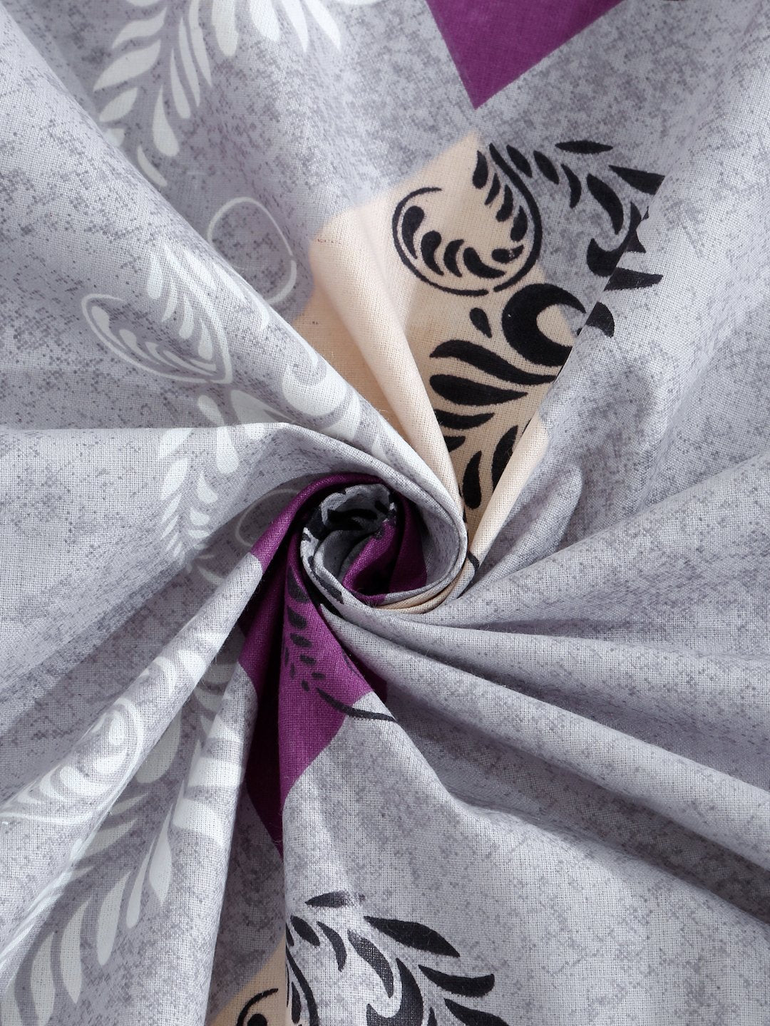 Purple Geometric 400 TC Pure Cotton Fitted Double Bedsheet with 2 Pillow Covers