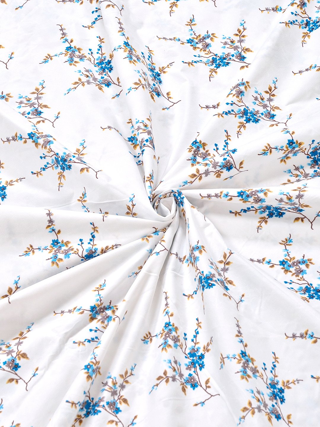 White Floral 300 TC Cotton Blend Double Bedsheet in Book Fold Packing
