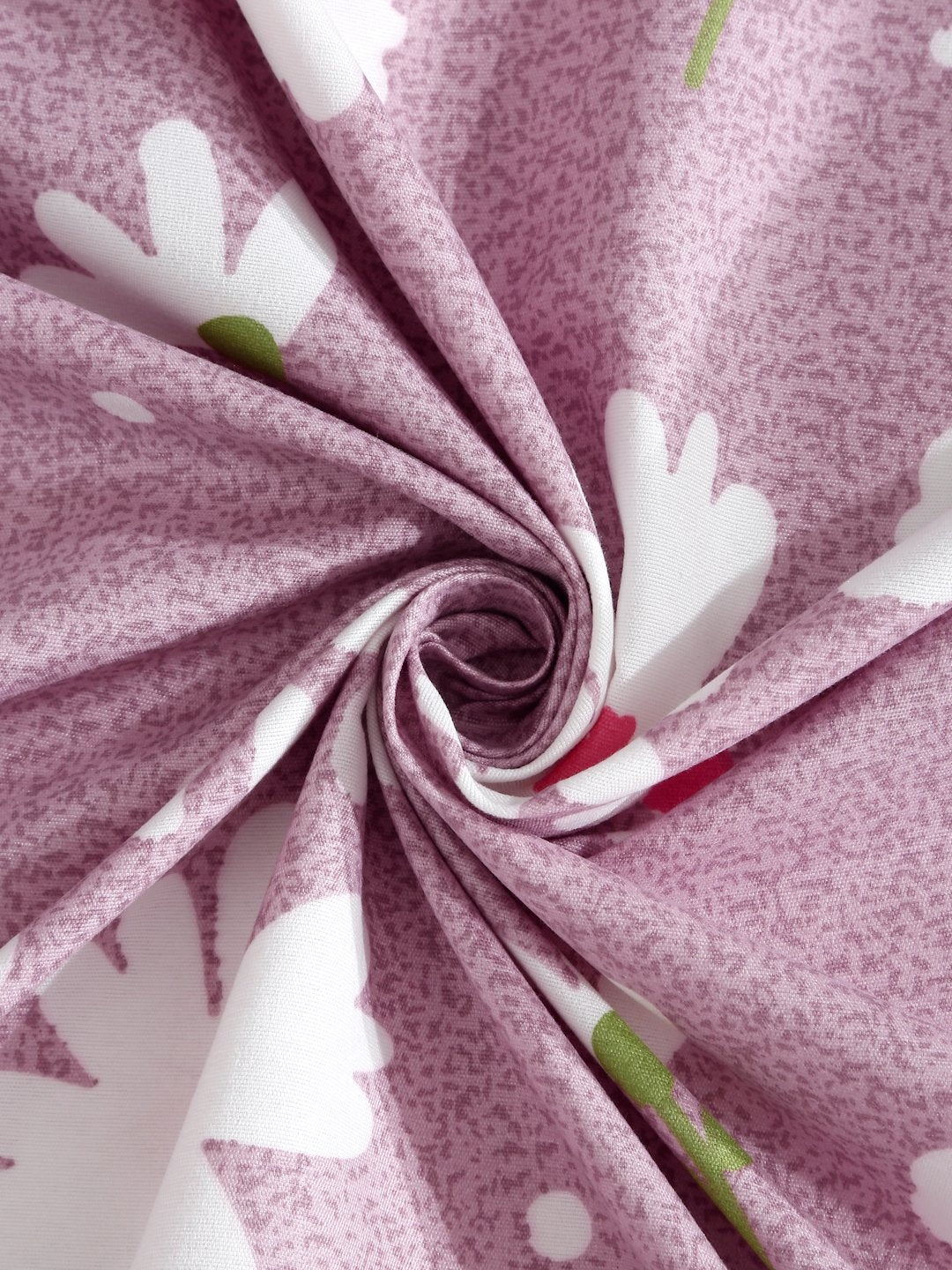 Purple Floral 300 TC Cotton Blend Fitted Single Bedsheet in Book Fold Packing