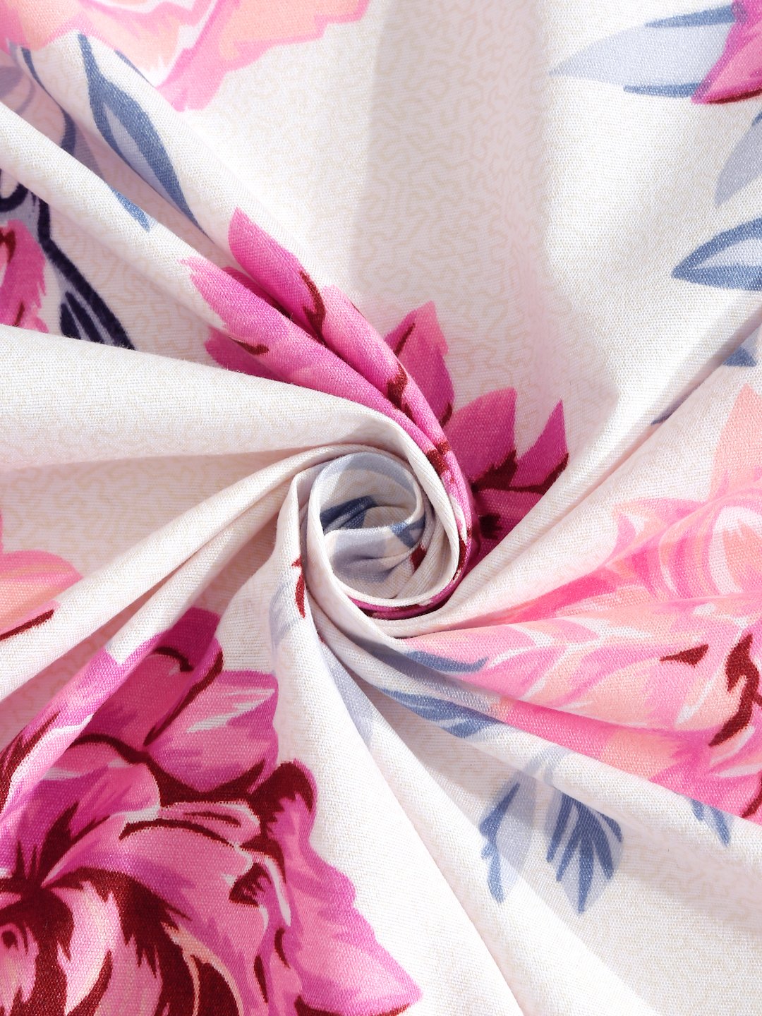 Pink Floral 300 TC Cotton Blend Double Bedsheet in Book Fold Packing