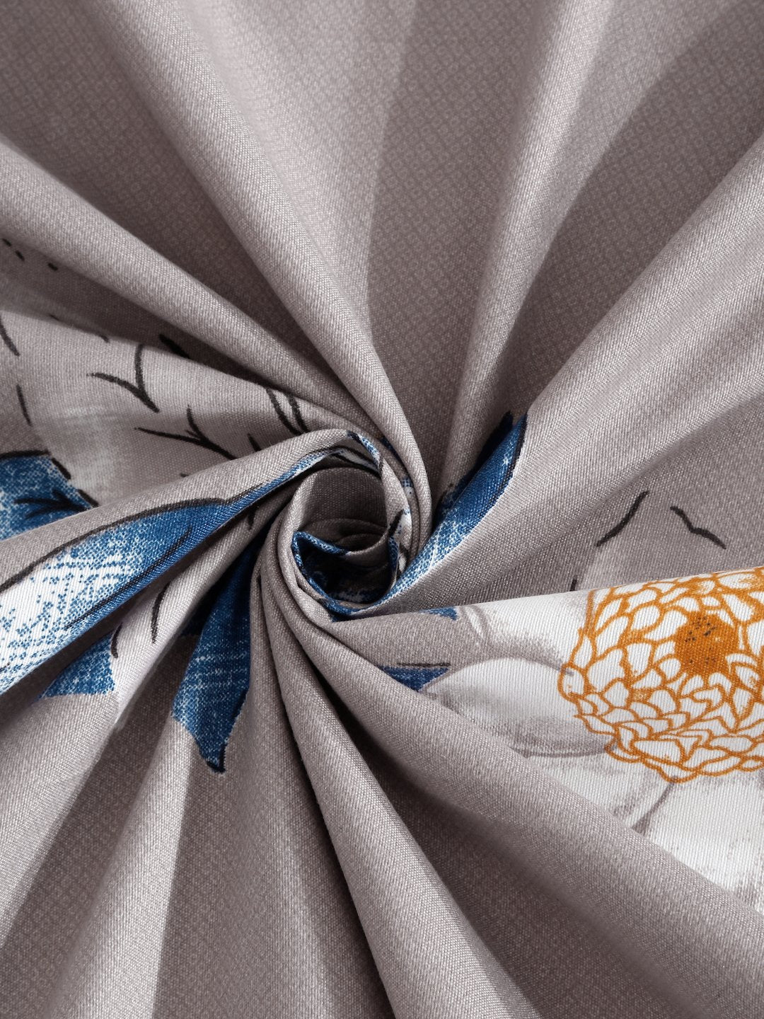 Grey Floral 300 TC Cotton Blend Double Bedsheet in Book Fold Packing