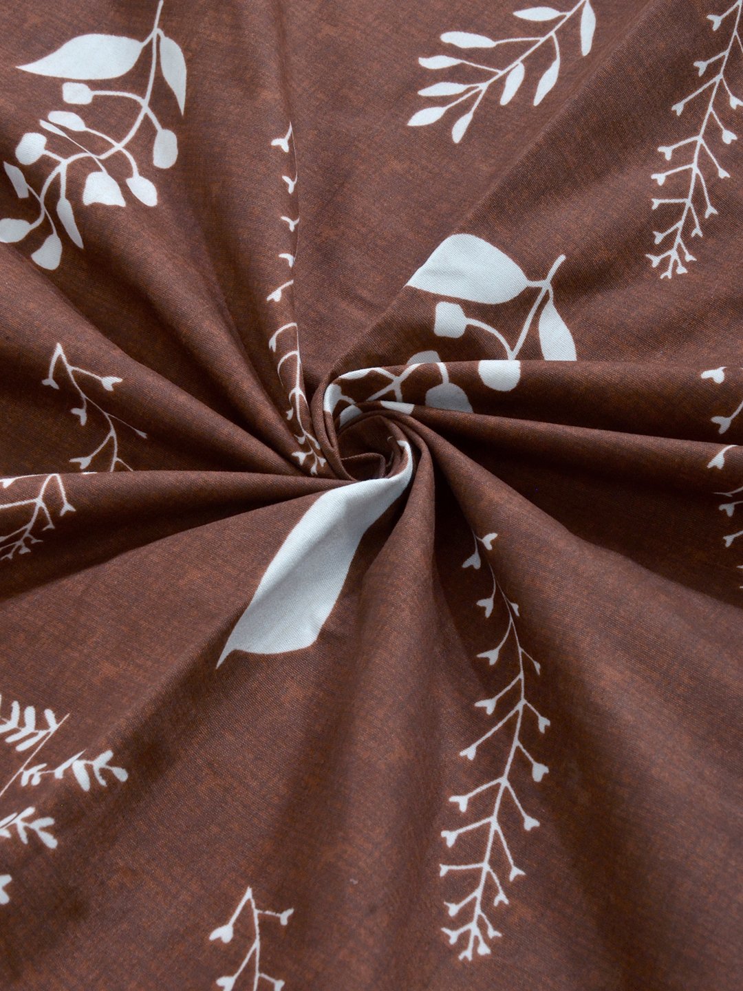 Brown Floral 300 TC Cotton Blend Single Bedsheet with Pillow Cover