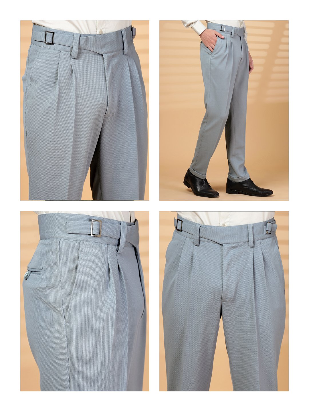 Grey Lycra Cotton Solid Smart Fit Formal Trouser
