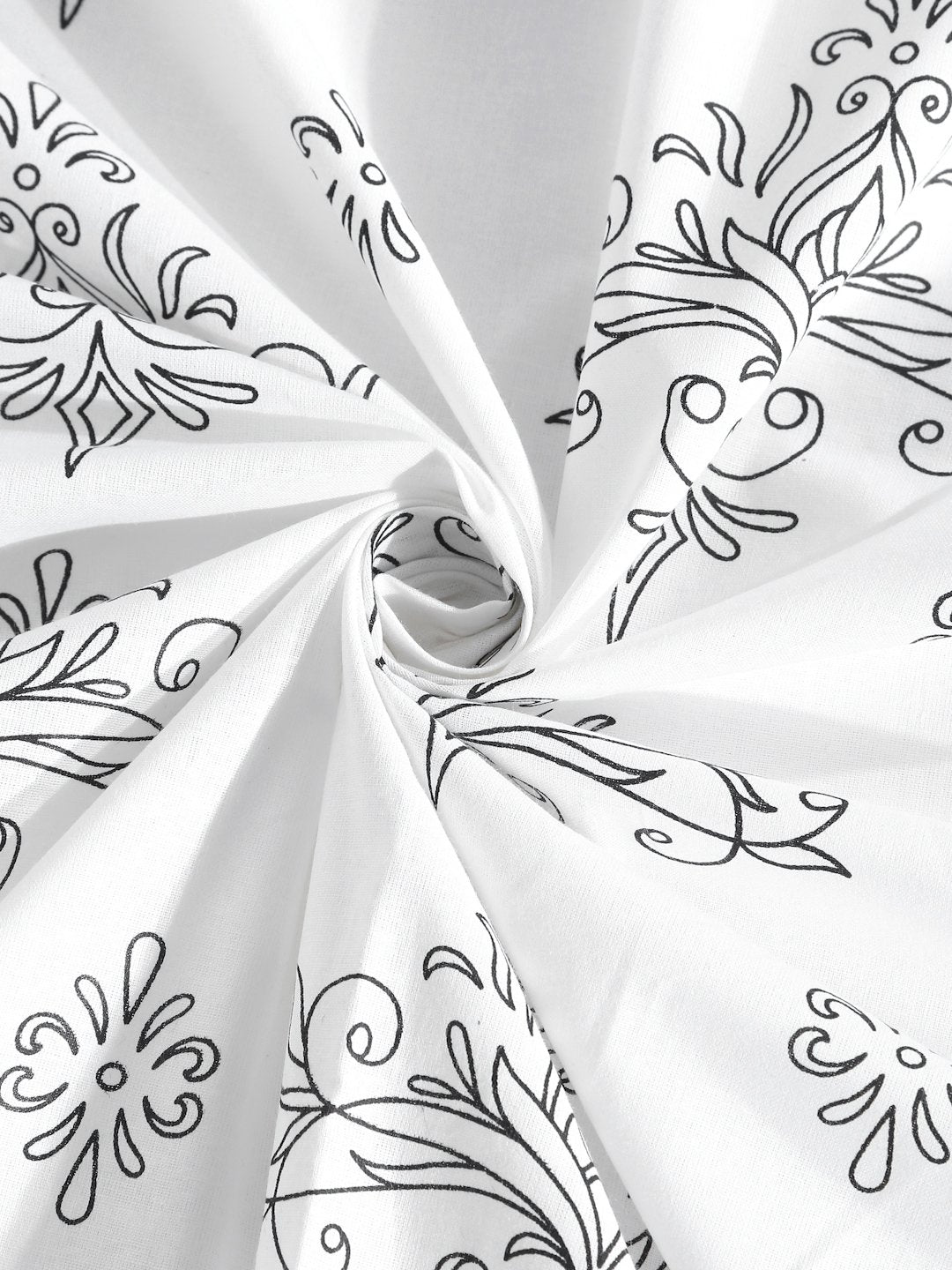 OffWhite Floral 400 TC Pure Cotton Super King Double Bedsheet with 4 Pillow Covers