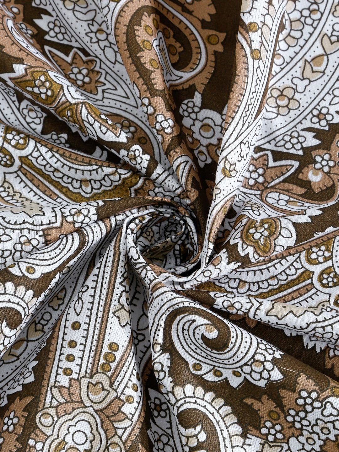 Brown Floral 400 TC Pure Cotton Double Bedsheet in Book Fold Packing