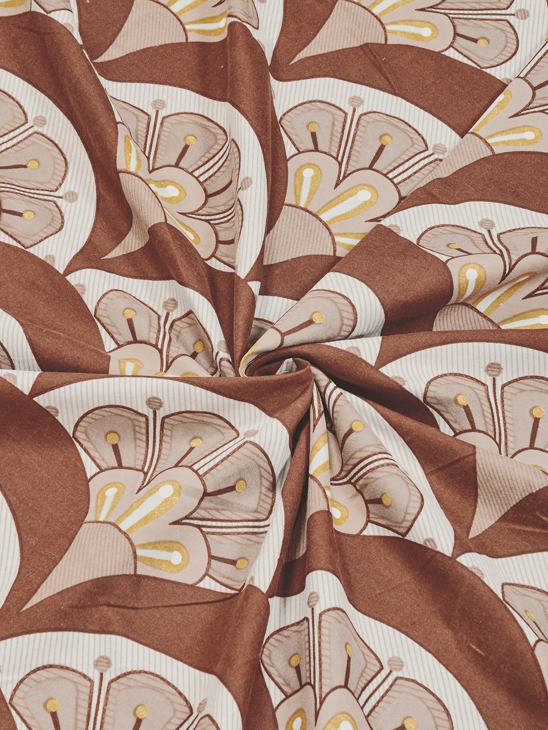 Brown Floral 300 TC Cotton Blend Single Bedsheet with Pillow Cover