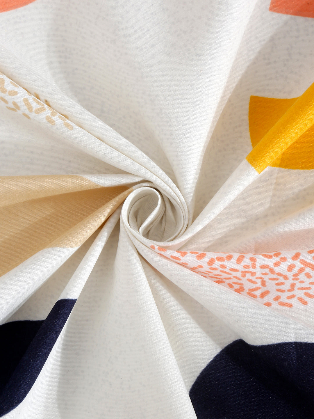 Klotthe White Geometric 300 TC Cotton Blend Double Bedsheet in Book Fold Packing