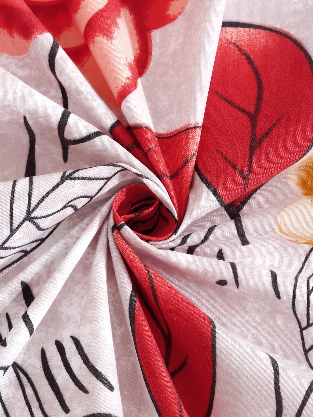Red Floral 300 TC Cotton Blend Fitted Super King Double Bedsheet in Book Fold Packing