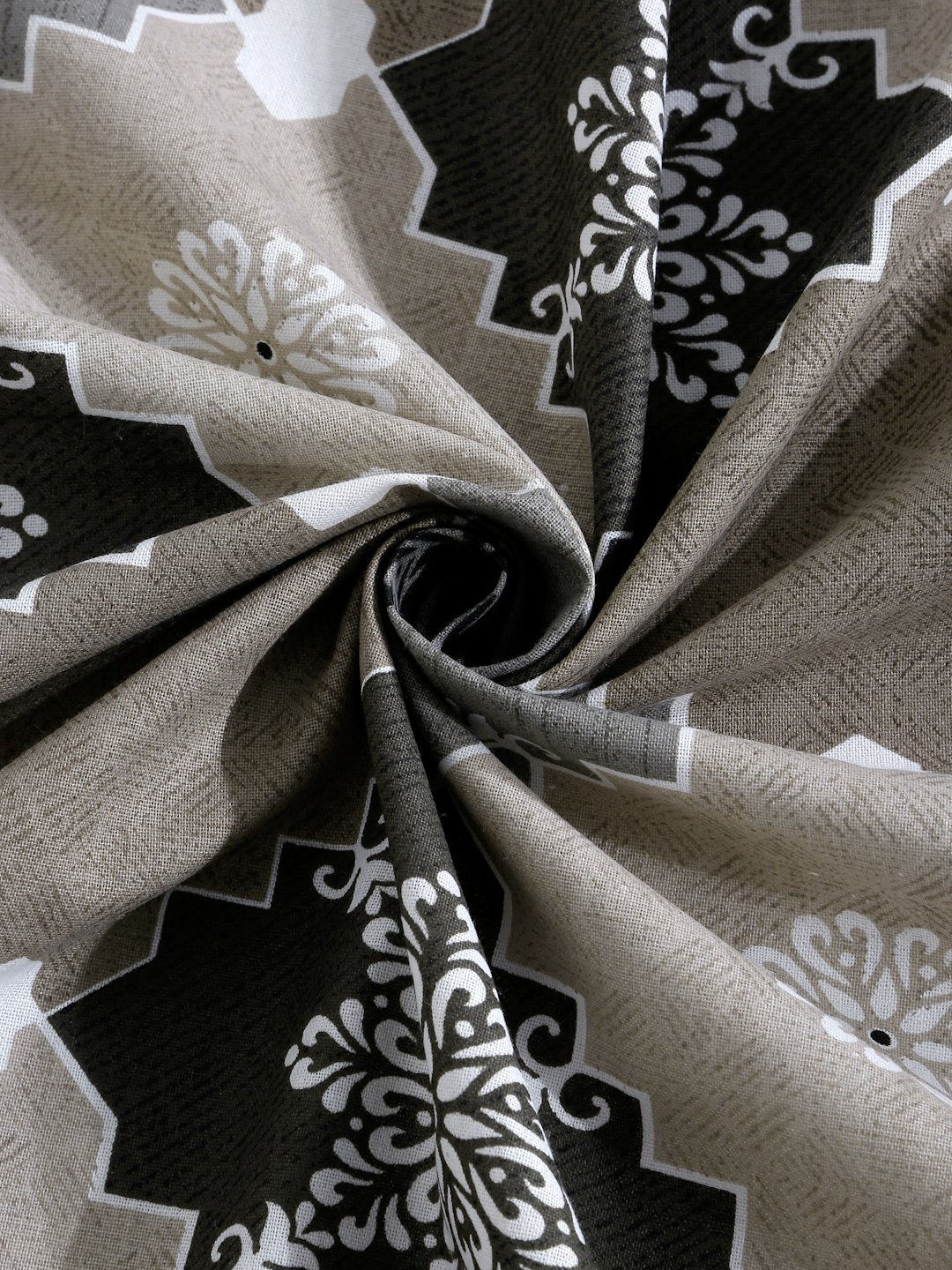 Grey Geometric 400 TC Pure Cotton Double Bedsheet with 2 Pillow Covers