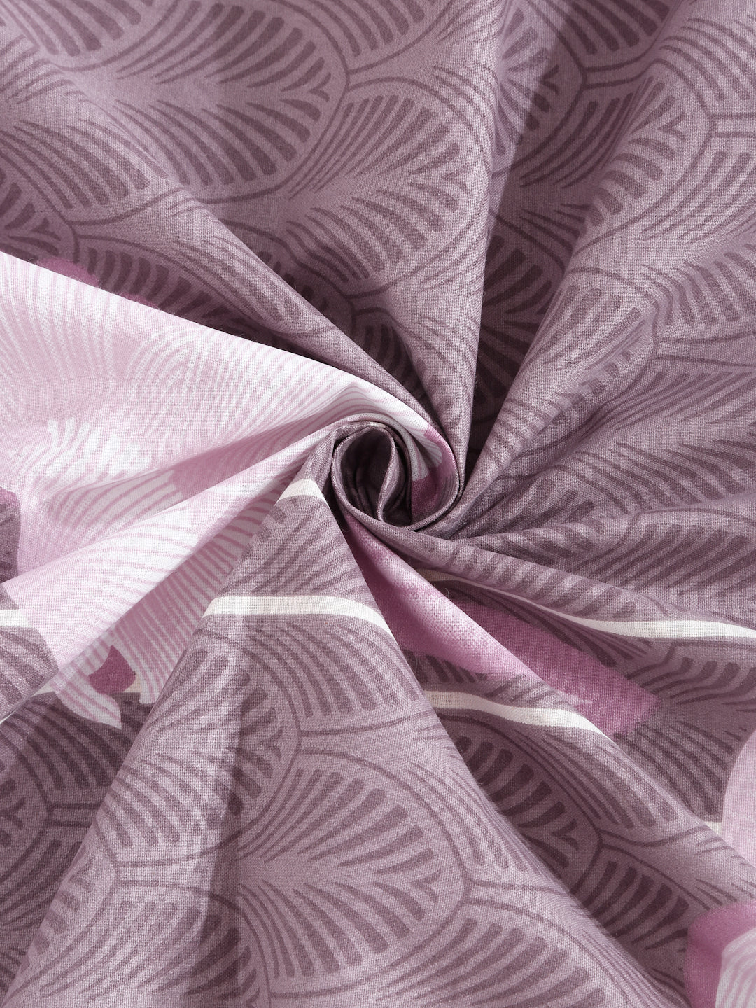 Klotthe Purple Floral 400 TC Pure Cotton Fitted Double Bedsheet with 2 Pillow Covers