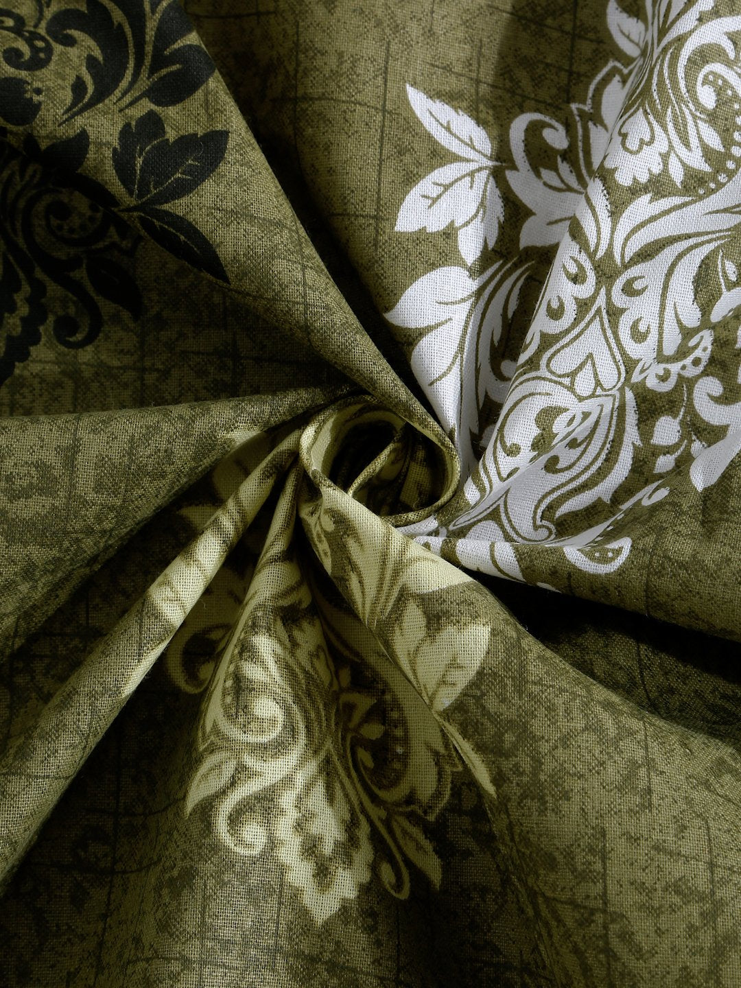 Olive Floral 400 TC Pure Cotton Fitted Double Bedsheet with 2 Pillow Covers
