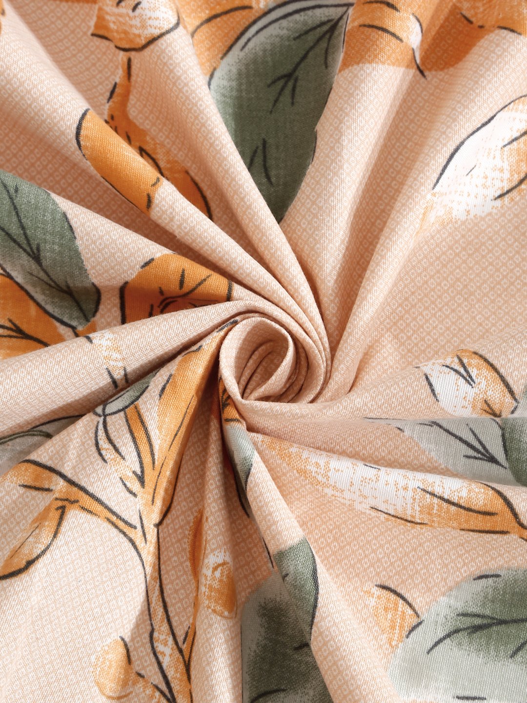 Green Floral 300 TC Cotton Blend Double Bedsheet in Book Fold Packing
