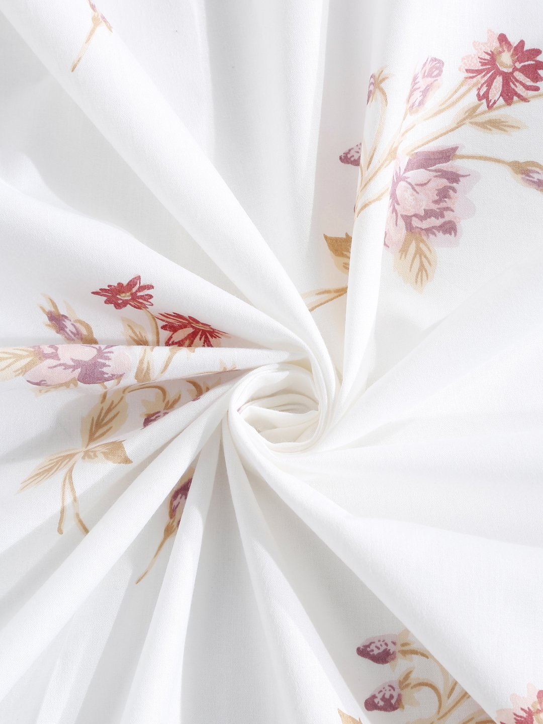 White Floral 400 TC Pure Cotton Super King Double Bedsheet with 2 Pillow Covers