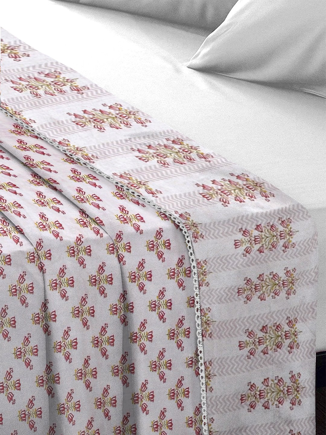 Red Pure Cotton Floral Double Bed Dohar