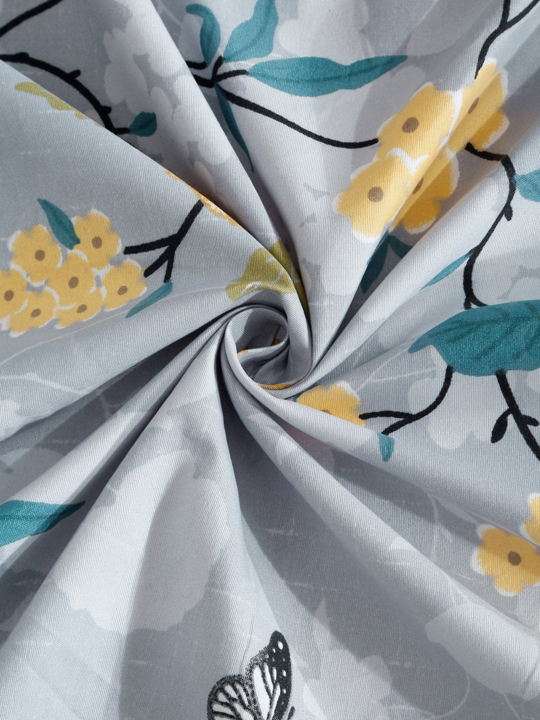 Book Fold Multi Floral 300 TC Cotton Blend Fitted Double Bedsheet with 2 Pillow Covers