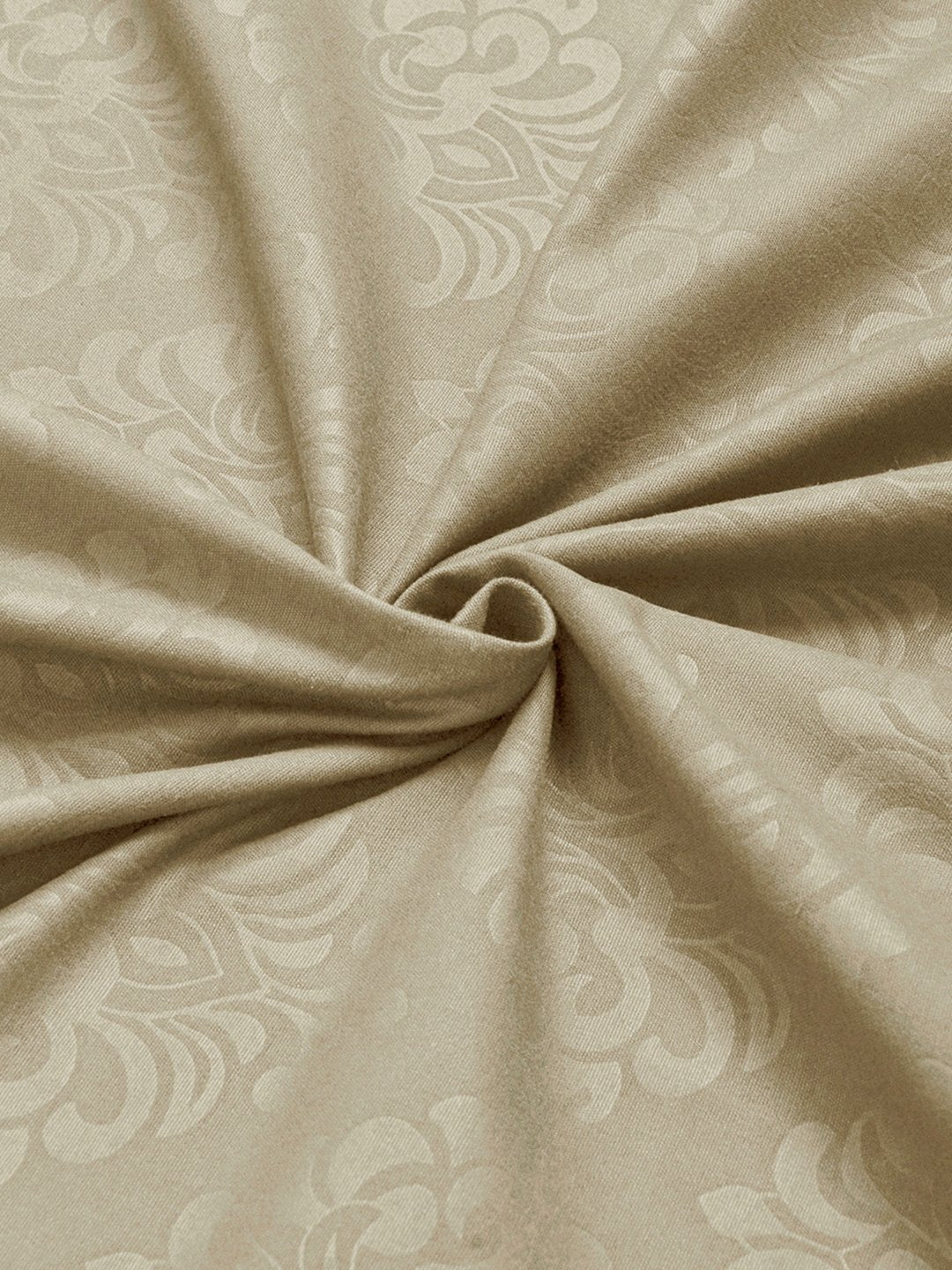 Beige Floral Embossed Cotton Blend Single Bedsheet with Pillow Cover