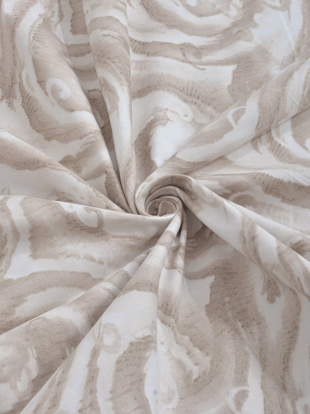 Beige Abstract 300 TC Cotton Blend Single Bedsheet with Pillow Cover