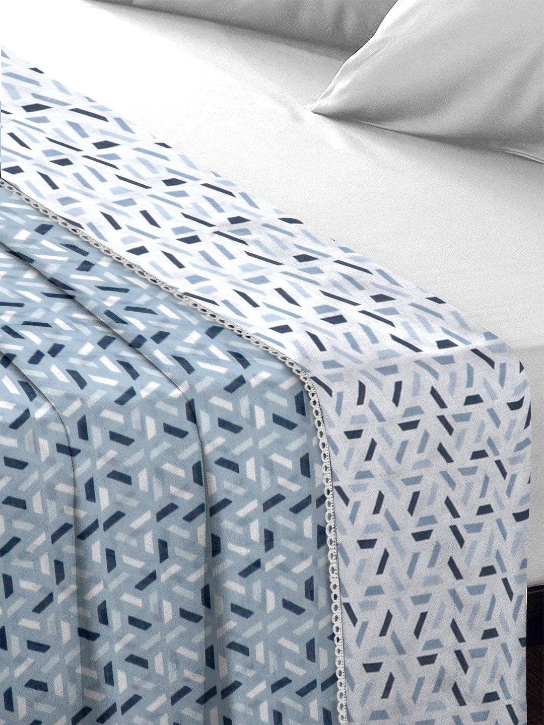 Blue Pure Cotton Geometric Double Bed Dohar