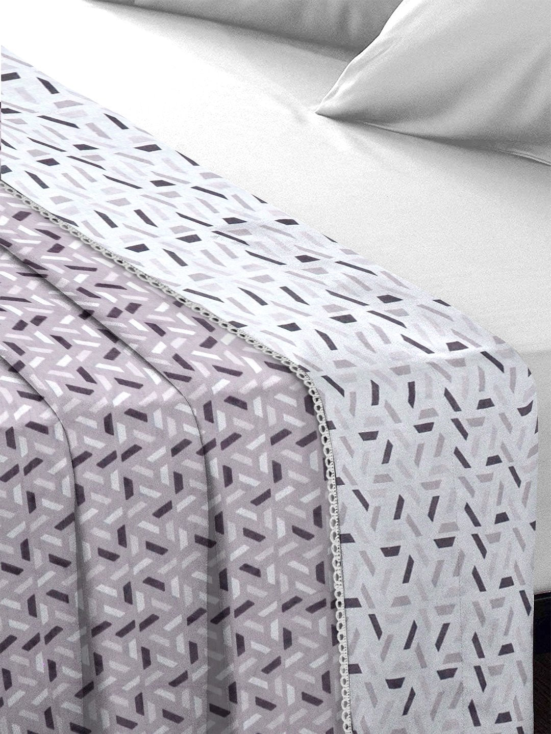Purple Pure Cotton Geometric Double Bed Dohar