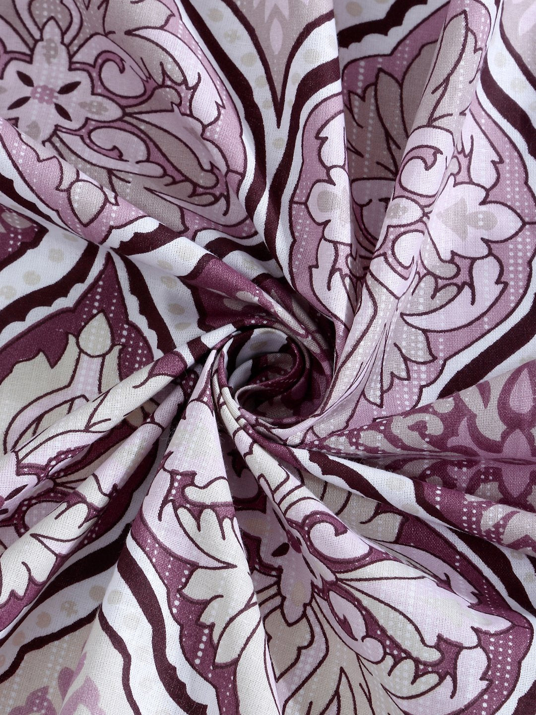 Purple Floral 400 TC Pure Cotton Fitted Double Bedsheet with 2 Pillow Covers