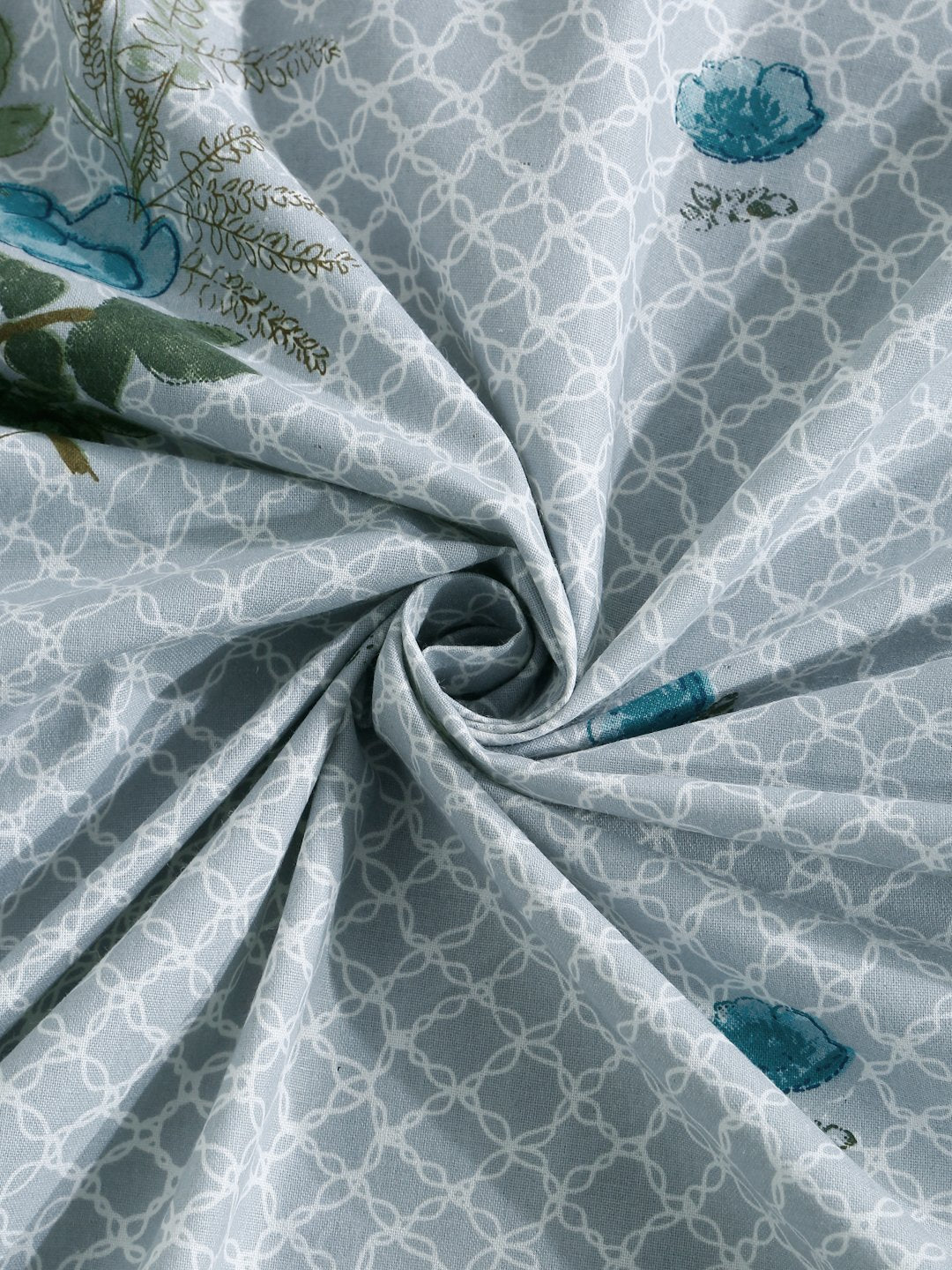 Grey Floral 400 TC Pure Cotton Double Bedsheet with 2 Pillow Covers