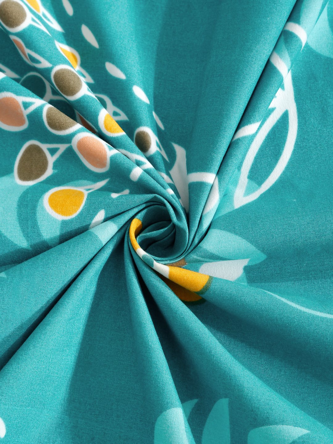 Green Floral 300 TC Cotton Blend Double Bedsheet in Book Fold Packing