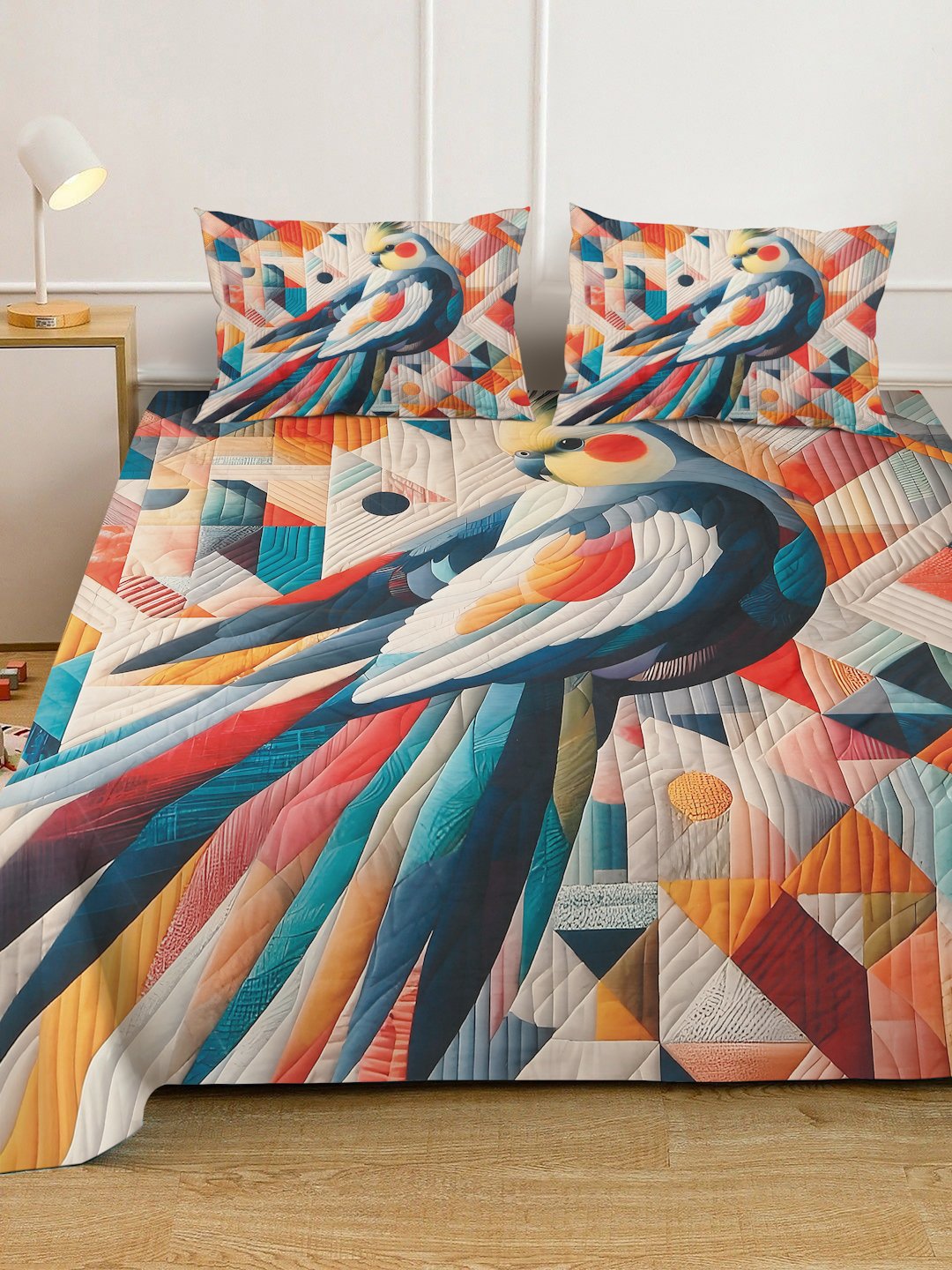 Multi Digital Animal Printed Cotton Blend Double Bedsheet with 2 Pillow Covers