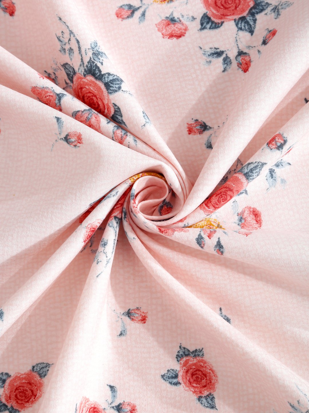 Pink Floral 300 TC Cotton Blend Single Bedsheet Set in Book Fold Packing
