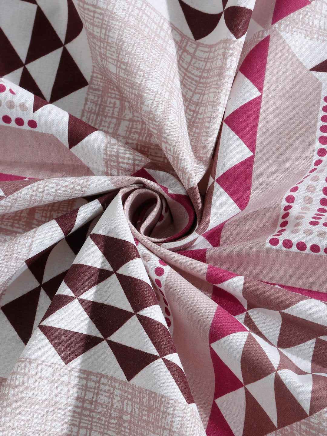 Pink Geometric 400 TC Pure Cotton Fitted Double Bedsheet with 2 Pillow Covers