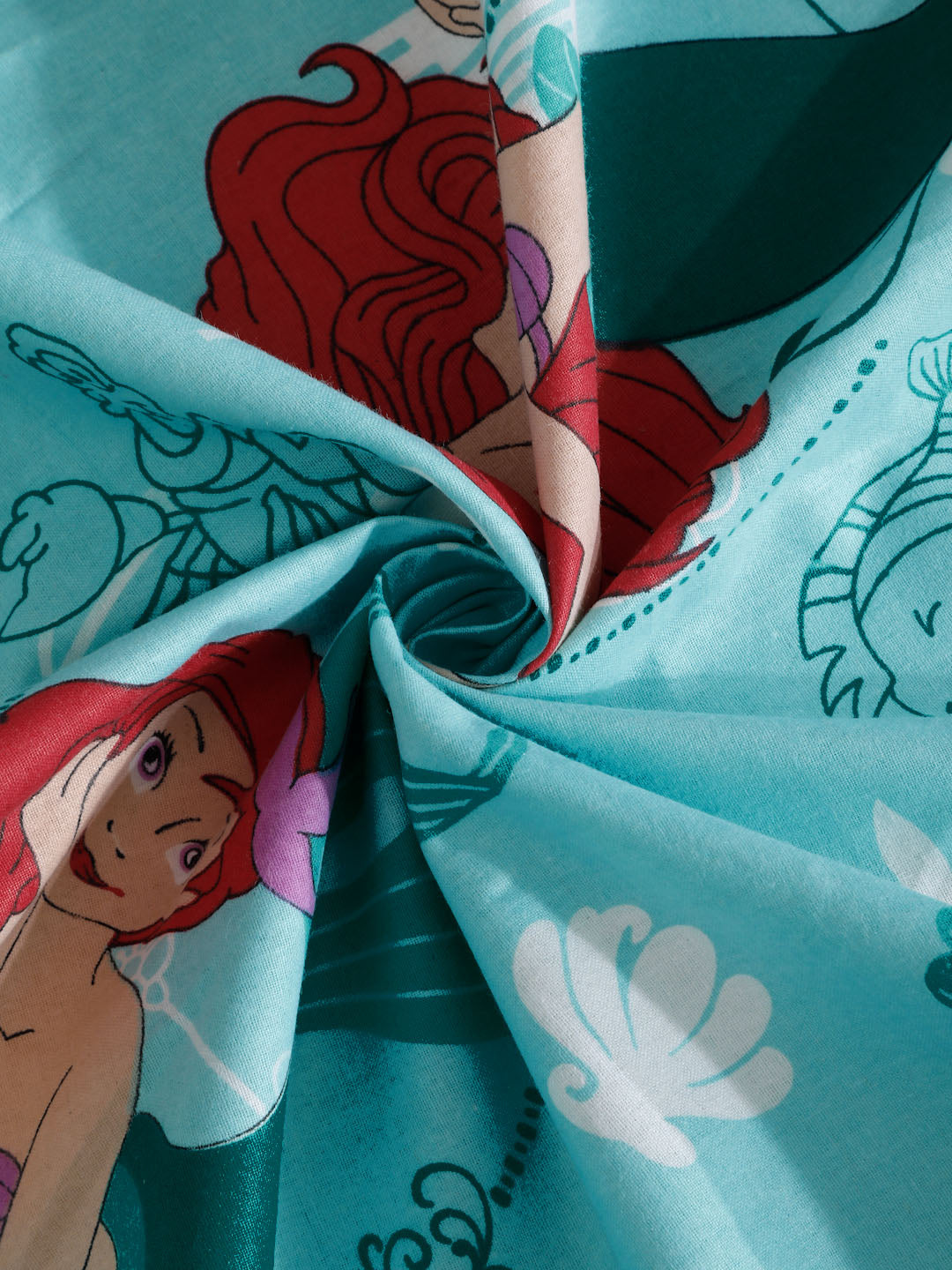 Klotthe Turquoise Cartoon Characters 400 TC Pure Cotton Fitted Double Bedsheet with 2 Pillow Covers