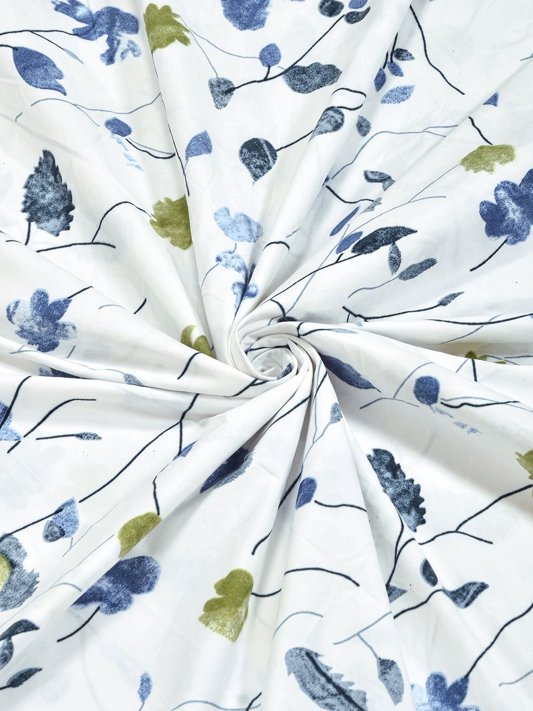 White Floral 300 TC Cotton Blend Single Bedsheet with Pillow Cover