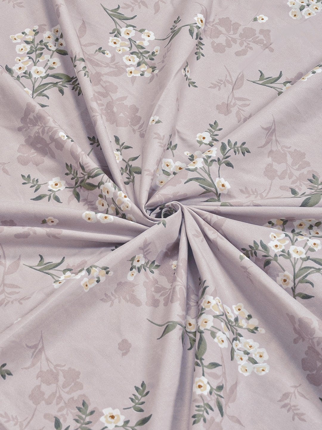 Brown Floral 300 TC Cotton Blend Fitted Single Bedsheet with Pillow Cover