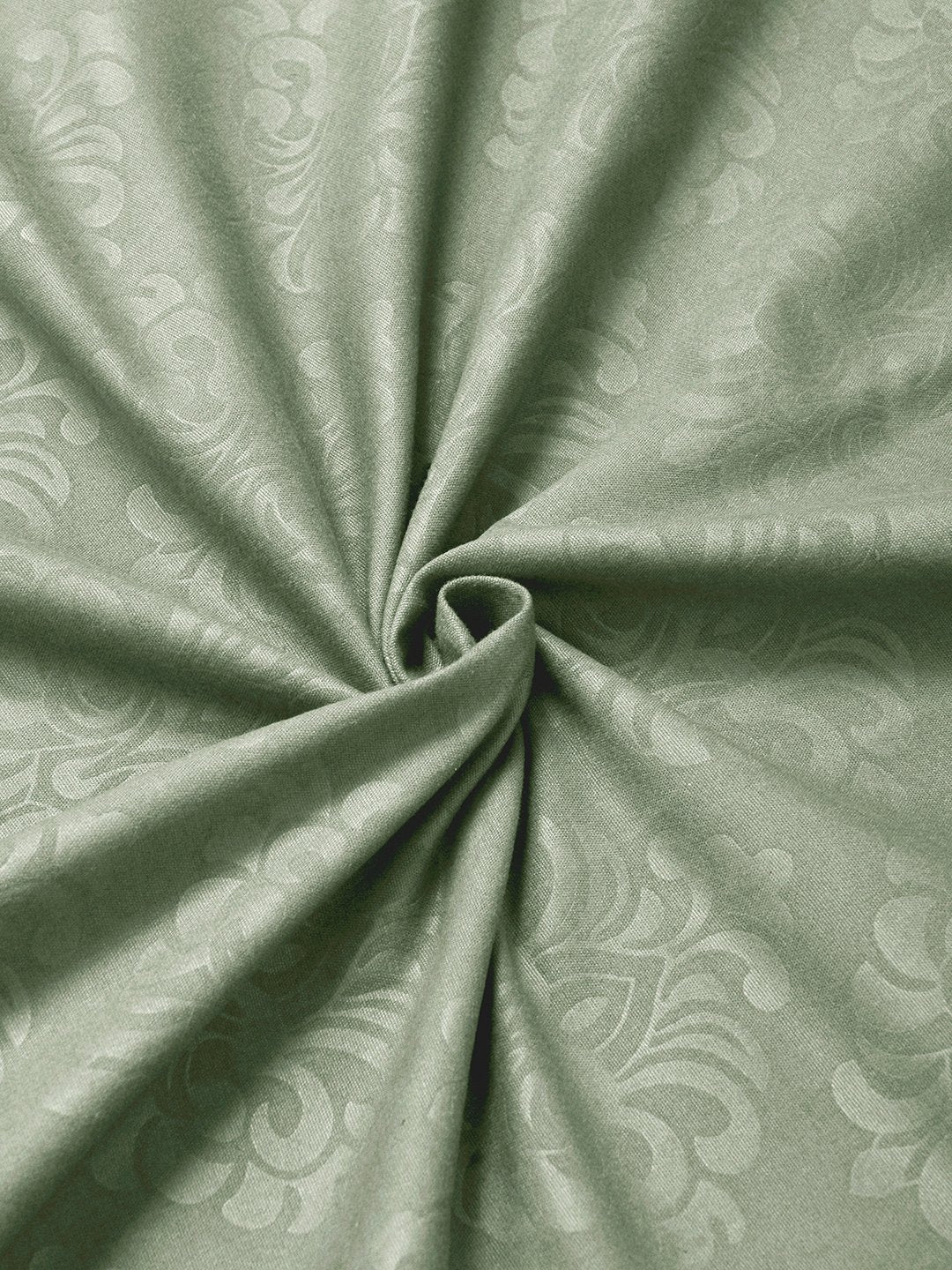 Green Floral Embossed Cotton Blend Fitted Double Bedsheet with 2 Pillow Covers