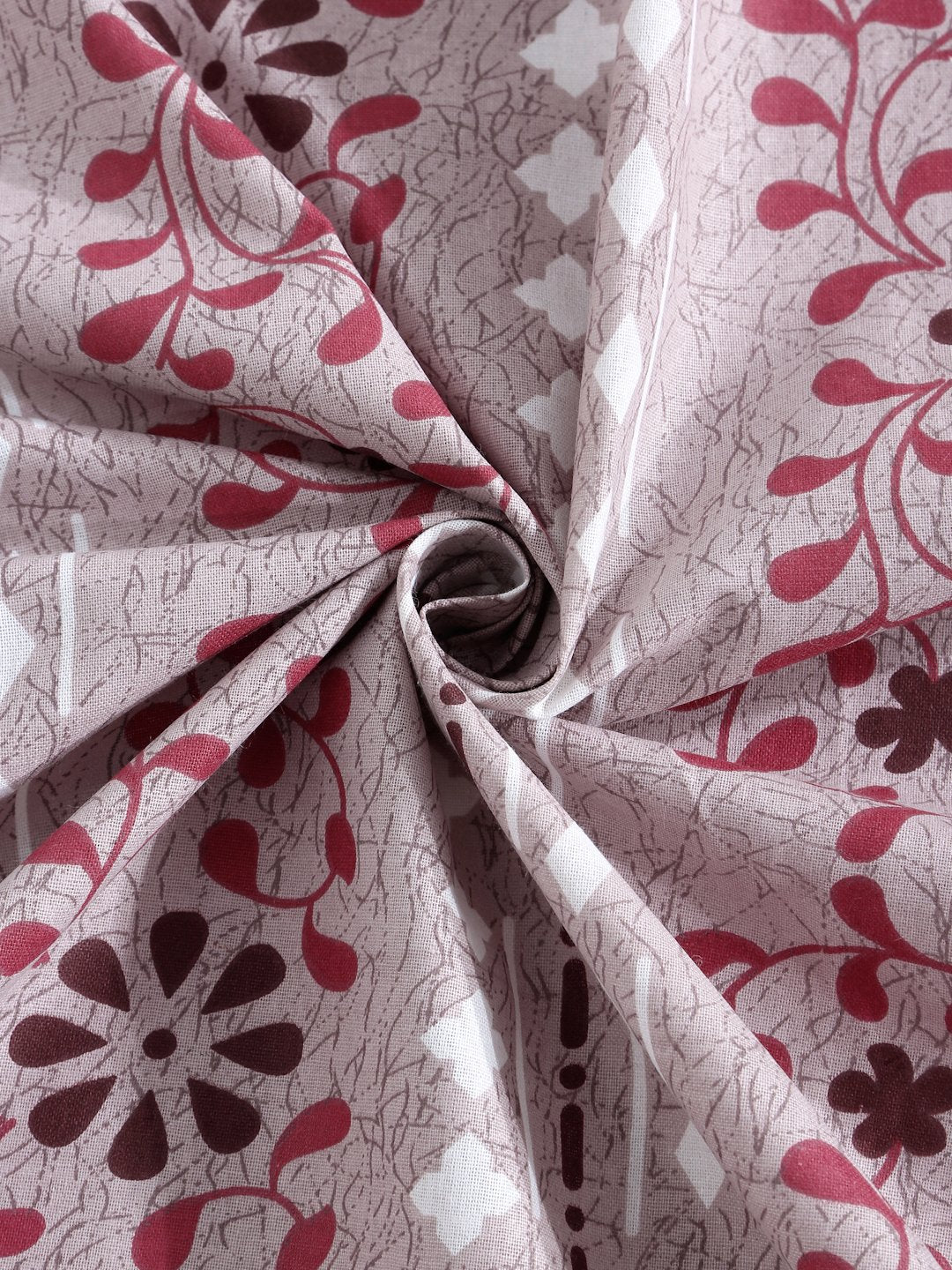 Pink Floral 400 TC Pure Cotton Fitted Double Bedsheet with 2 Pillow Covers