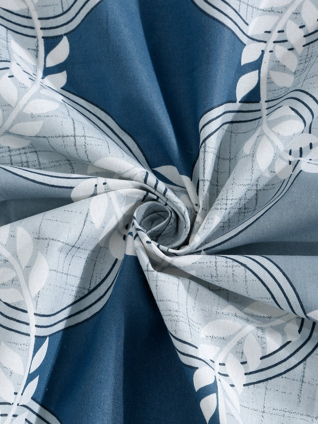 Blue Geometric 400 TC Pure Cotton Double Bedsheet with 2 Pillow Covers